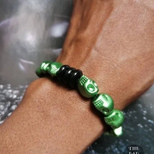 Original  bracelet !! skully !! vert t.18cm the bad rebel collection boho chic