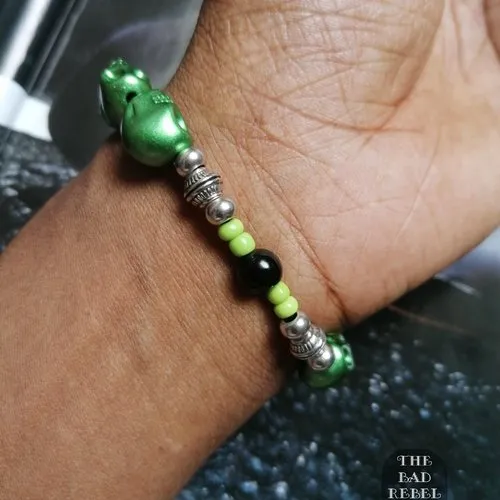 Original  bracelet !! skully !! vert t.18cm the bad rebel collection boho chic