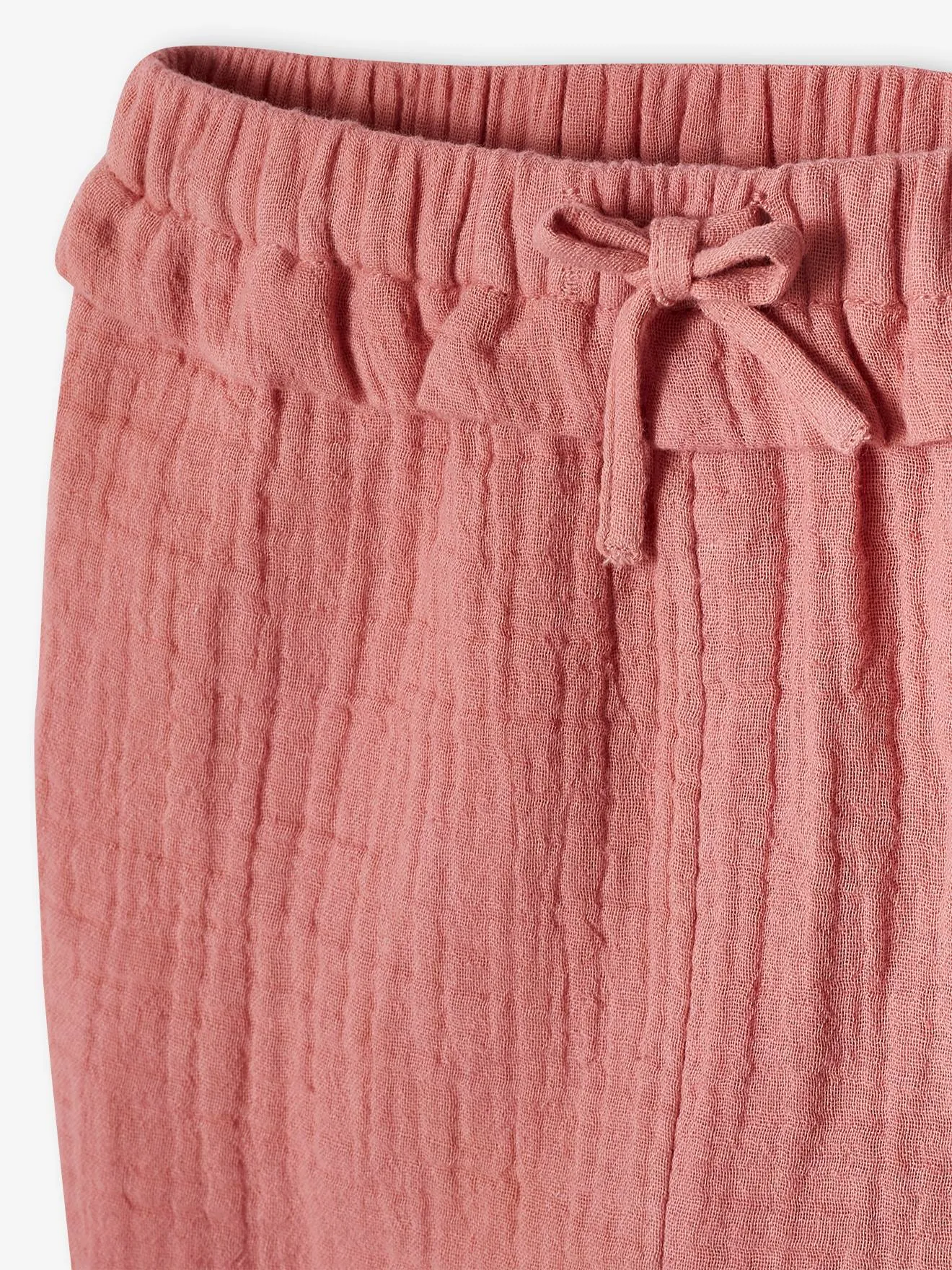 Pantalon en gaze de coton bébé vieux rose - Vertbaudet