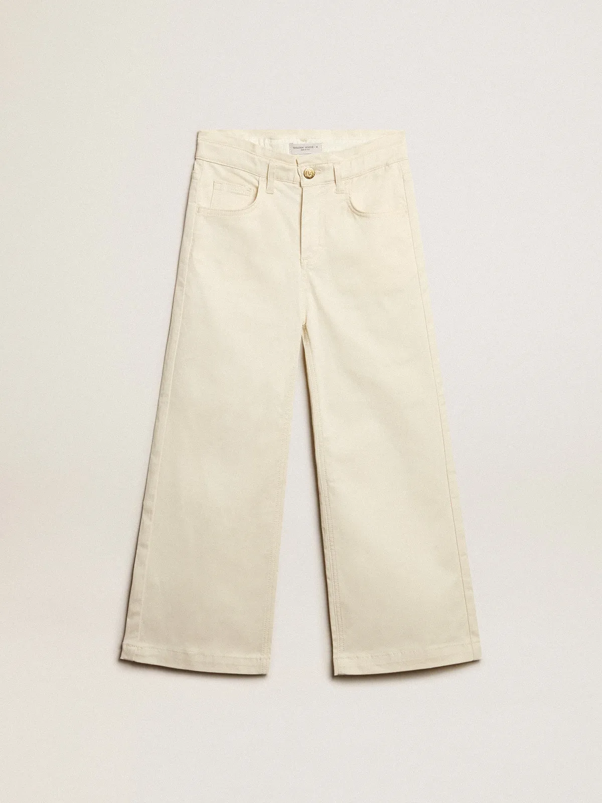 Pantalon fille en coton blanc vieilli  | Golden Goose