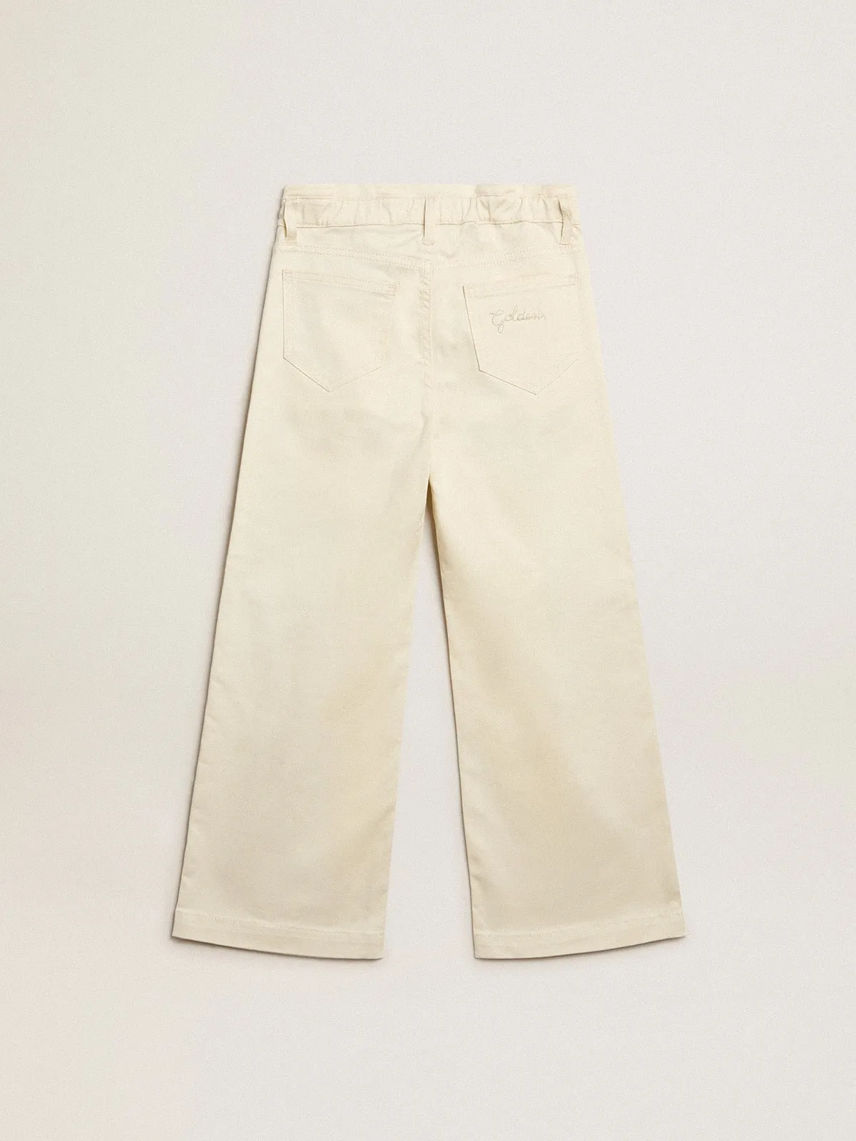 Pantalon fille en coton blanc vieilli  | Golden Goose