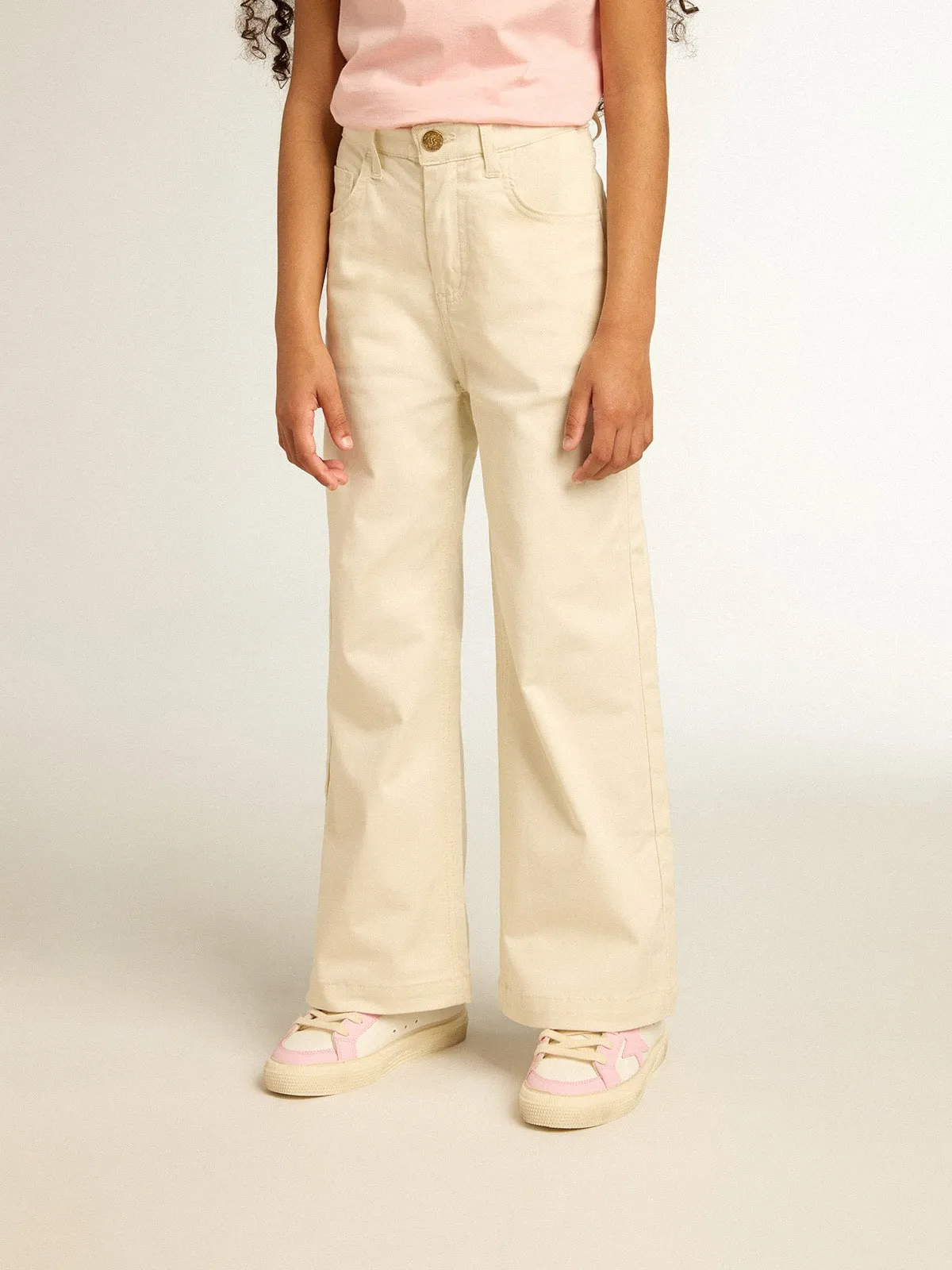 Pantalon fille en coton blanc vieilli  | Golden Goose