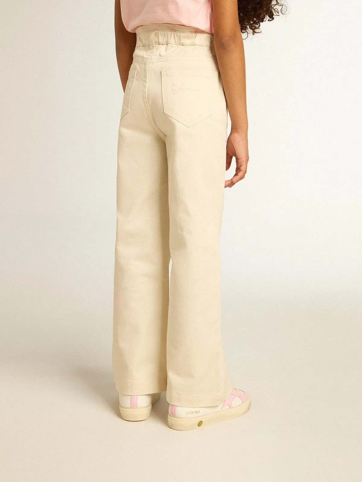 Pantalon fille en coton blanc vieilli  | Golden Goose