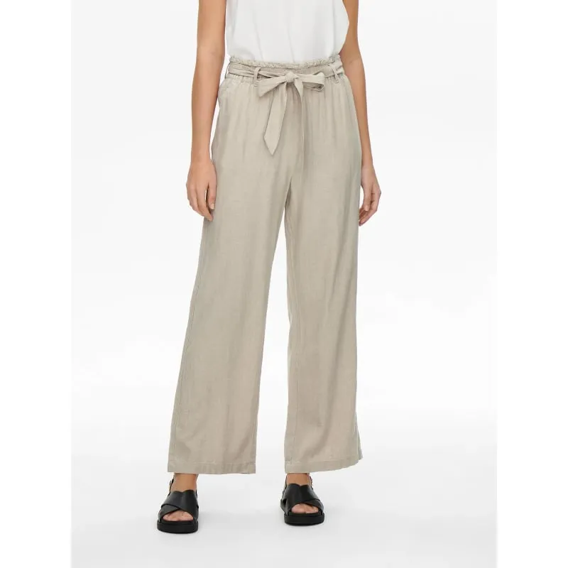 Pantalon large en lin say beige femme - Jacqueline De Yong | wimod