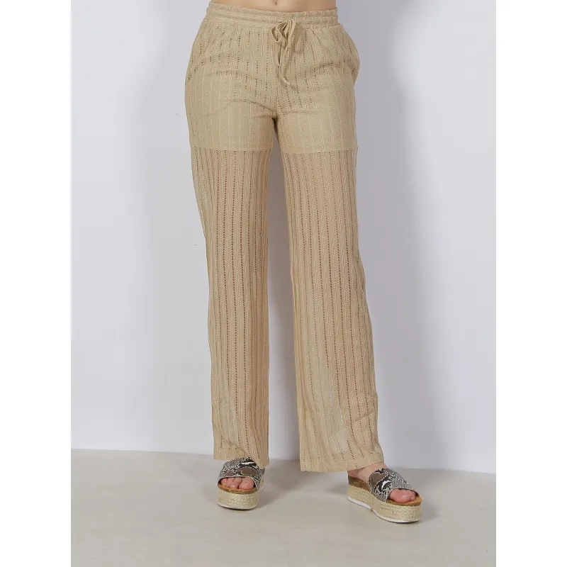 Pantalon large en lin say beige femme - Jacqueline De Yong | wimod