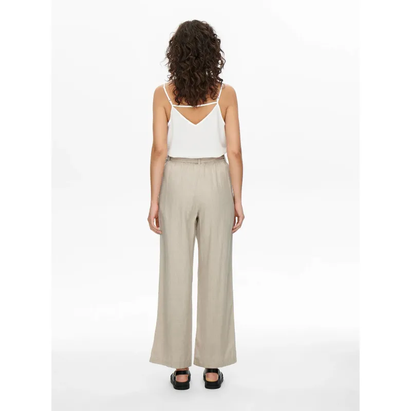 Pantalon large en lin say beige femme - Jacqueline De Yong | wimod