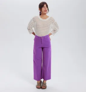 Pantalon large taille haute - Violet moyen