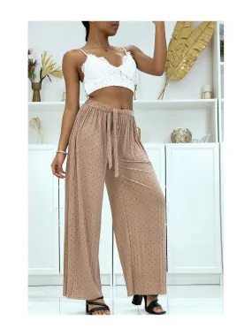 Pantalon plissé fluide taupe à poids