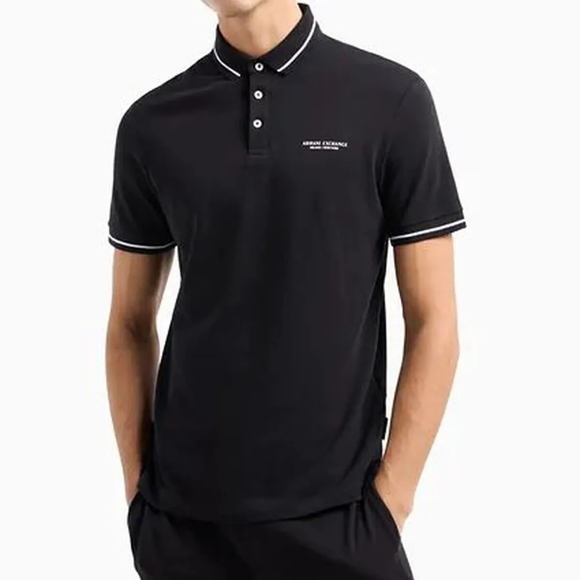 Polo en coton noir Armani Exchange - T-shirt / Polo Homme sur MenCorner