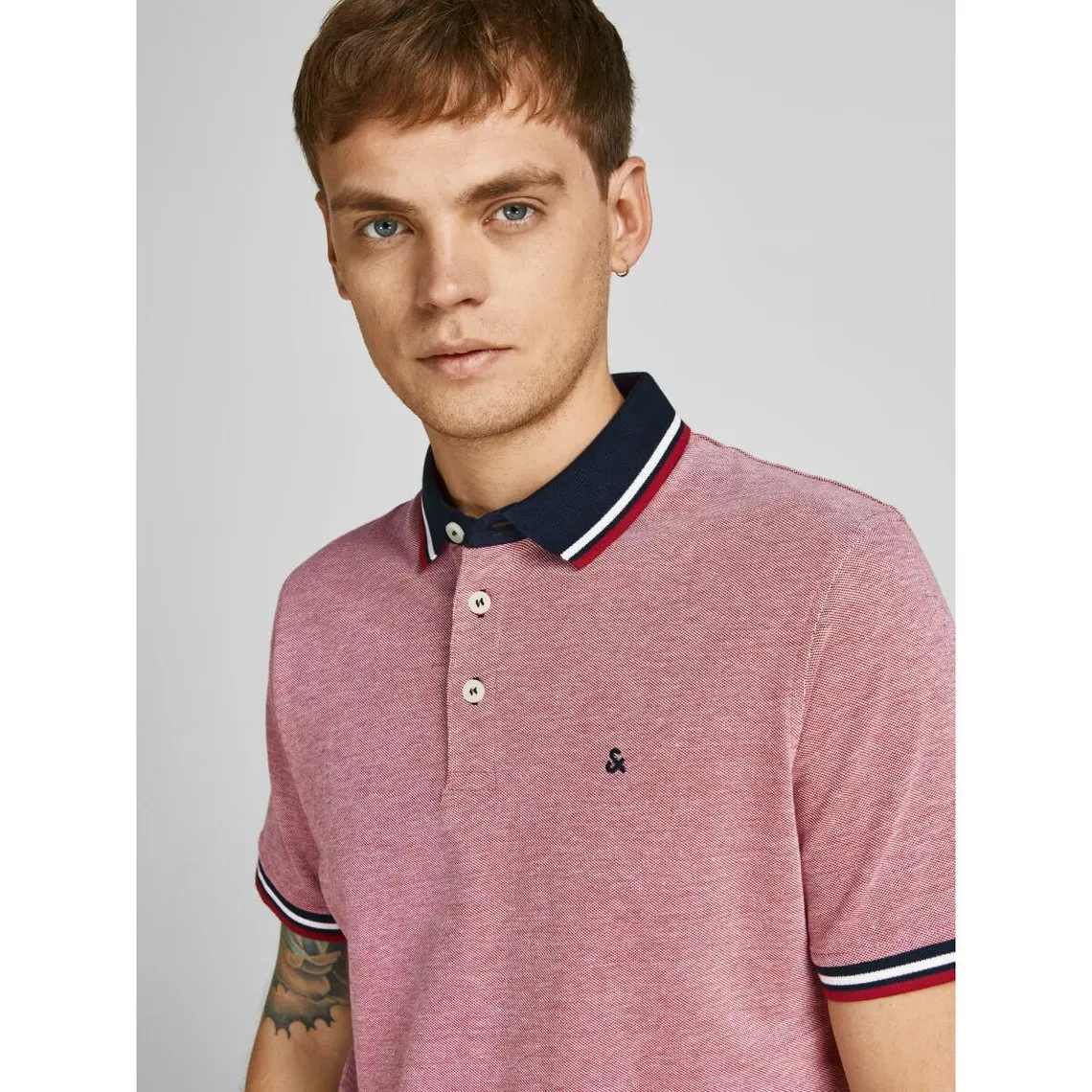 Polo Slim Fit Polo Manches courtes Rouge en coton Todd Jack & Jones - Maillot de corps Homme sur MenCorner