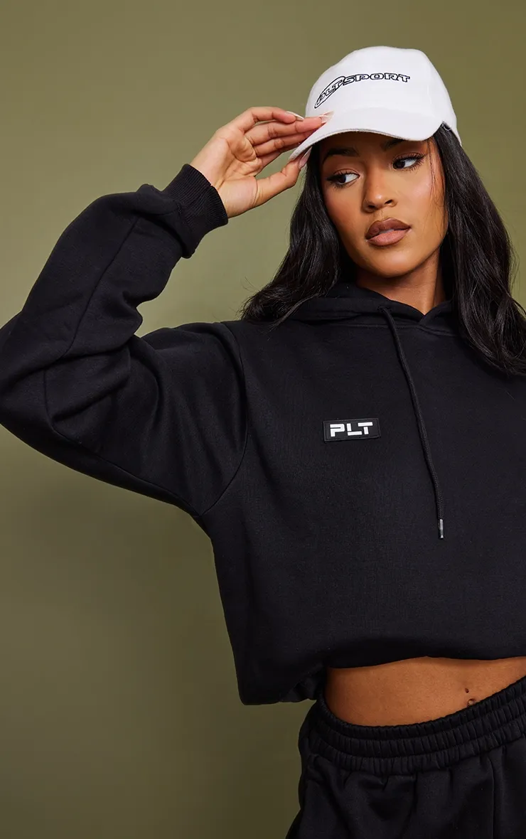 PRETTYLITTLETHING Tall Hoodie oversize noir détail bage à détail logo