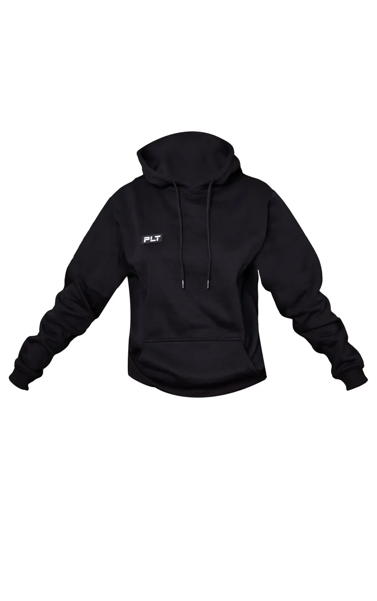 PRETTYLITTLETHING Tall Hoodie oversize noir détail bage à détail logo