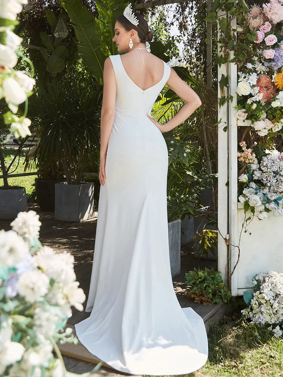 Robe de mariée ajustée et évasée en cœur froncée sans manches