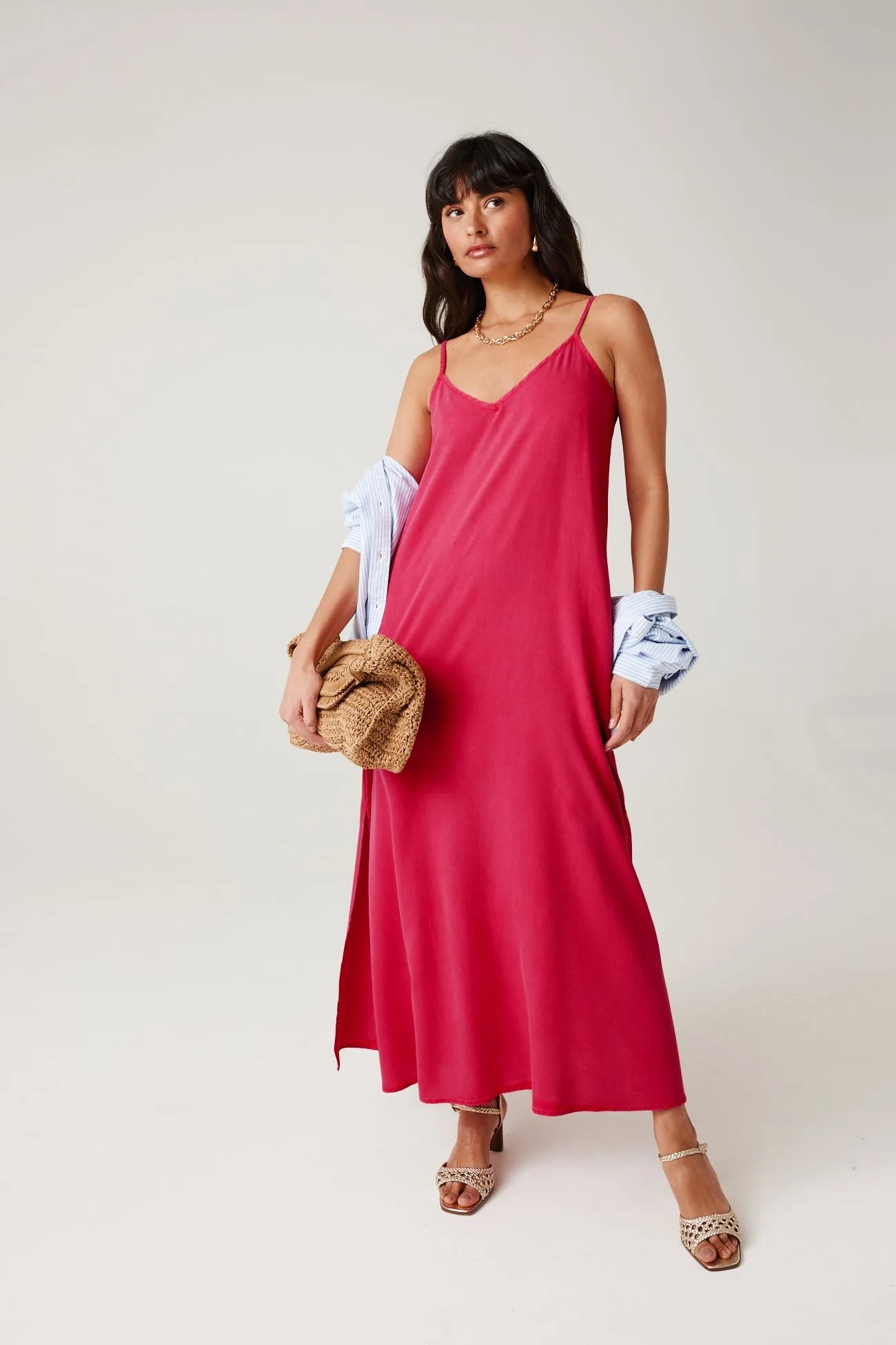 Robe en lyocell Femme - Framboise