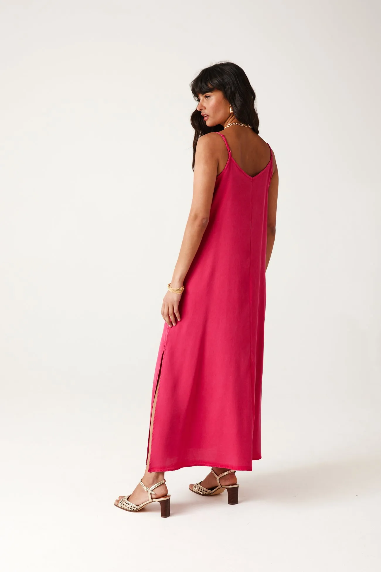 Robe en lyocell Femme - Framboise