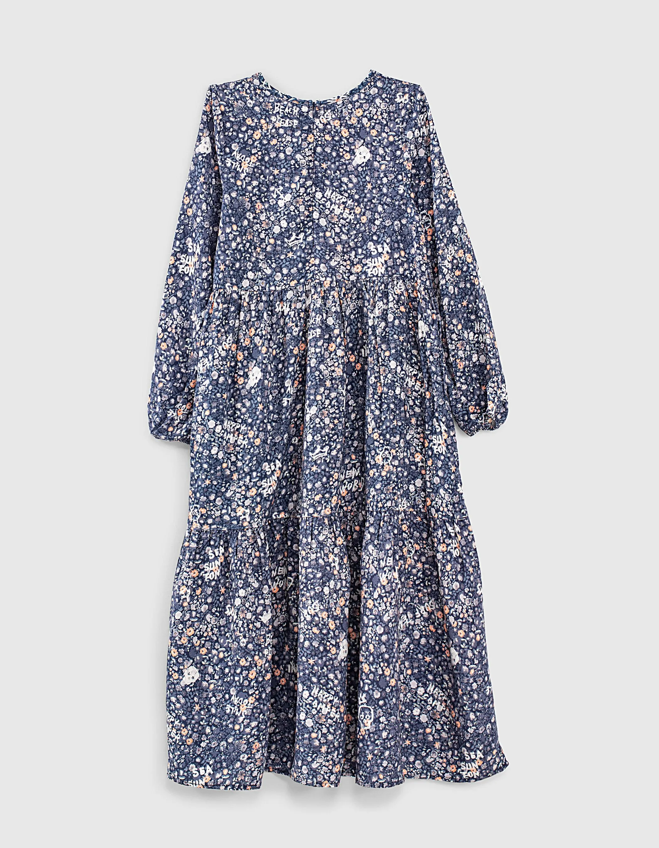 Robe longue navy Ecovero® à imprimé fleurs fille 