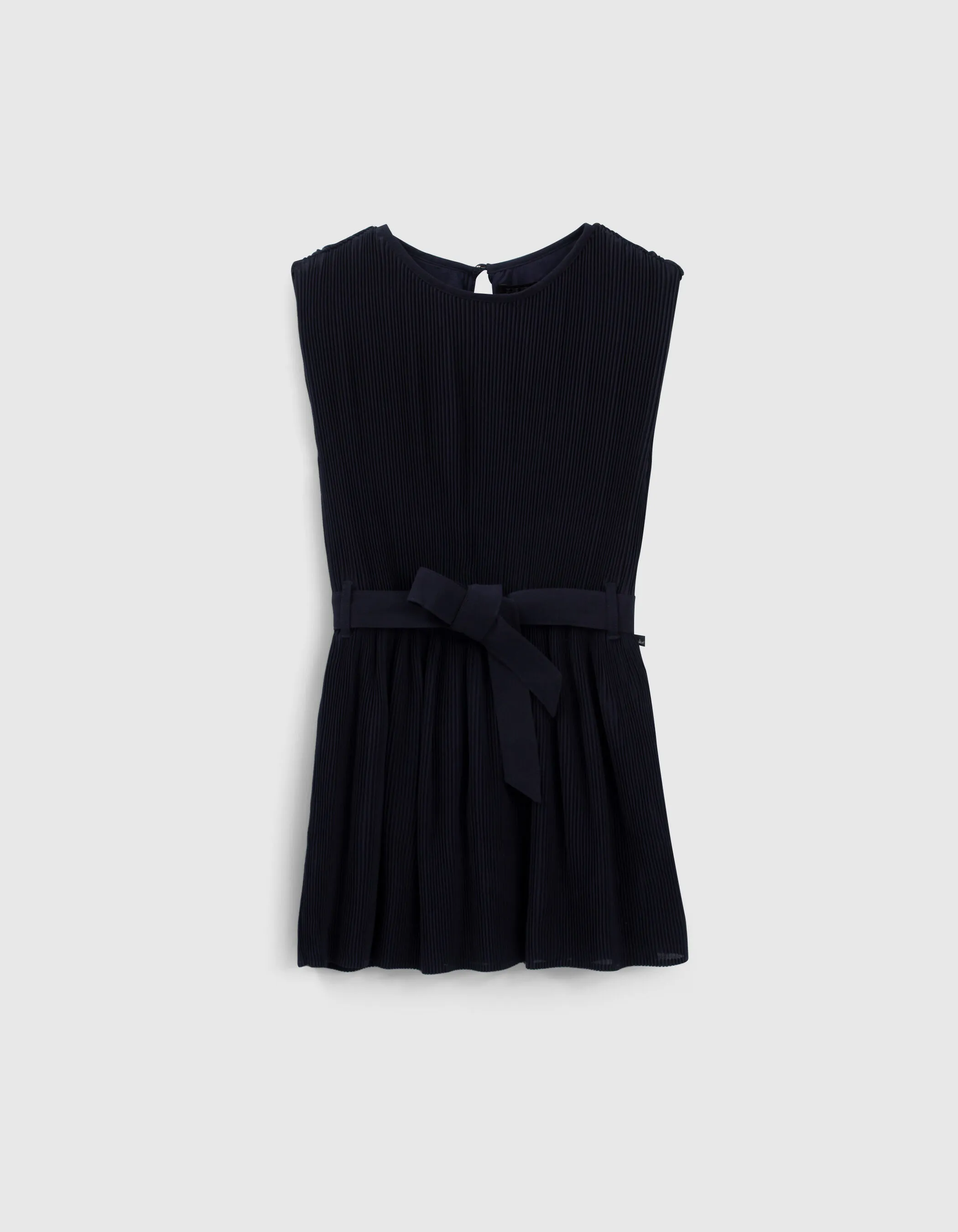 Robe marine plissée avec ceinture fille