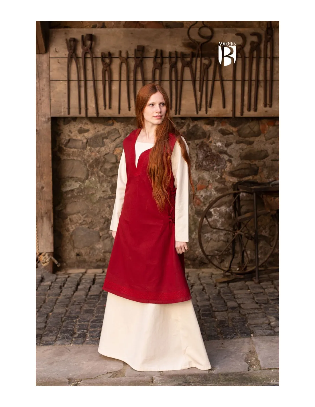 Robe médiévale Lannion, rouge ⚔️ Boutique Épées