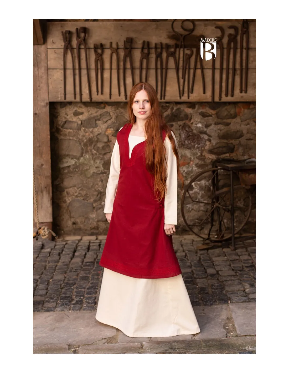 Robe médiévale Lannion, rouge ⚔️ Boutique Épées