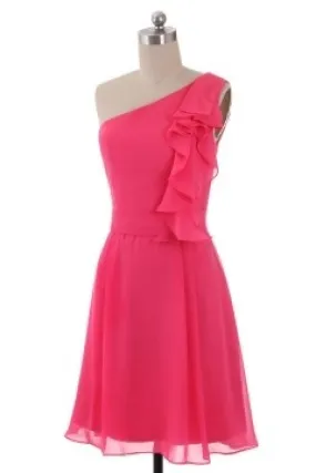 Robe soirée mariage fuchsia asymétrique