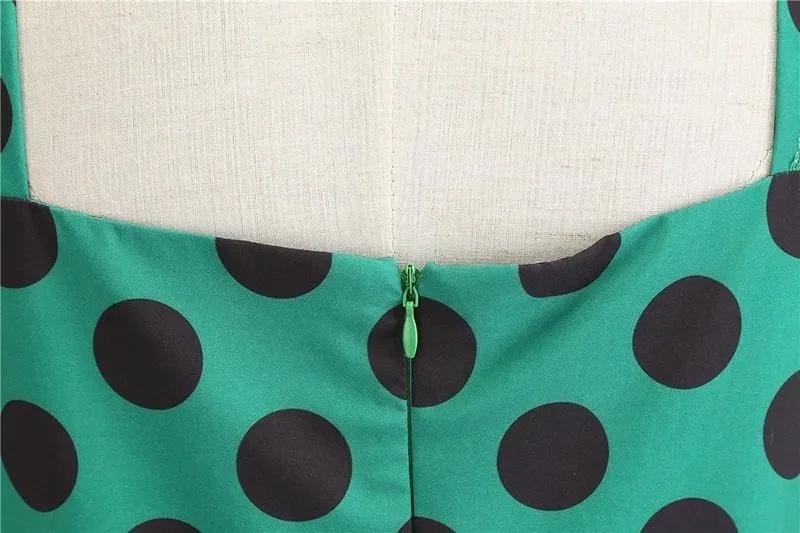 Robe Vintage  Rockabilly Vert Pois