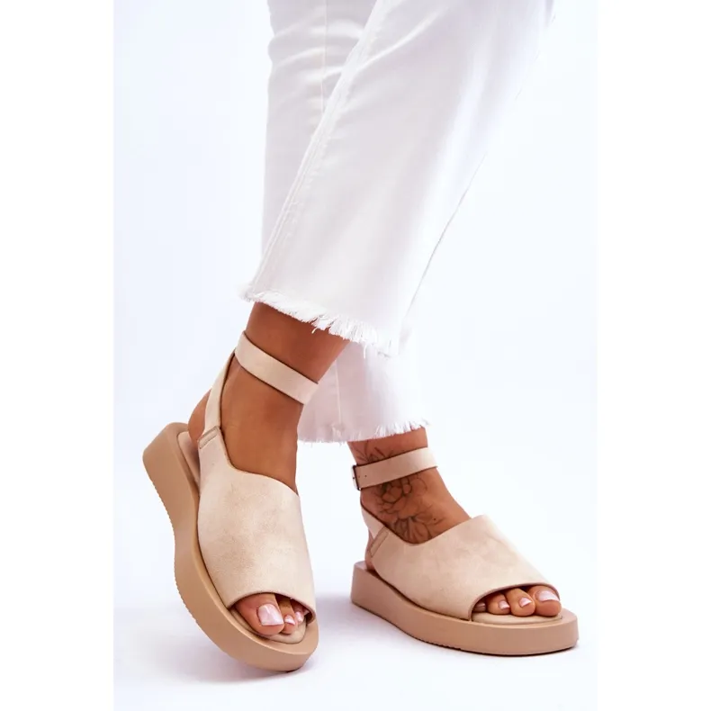 Sandales Confortables Pour Femmes Sur La Plateforme Beige Rubis brun