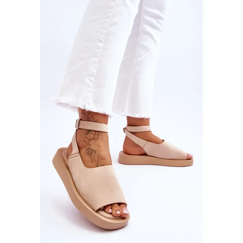 Sandales Confortables Pour Femmes Sur La Plateforme Beige Rubis brun