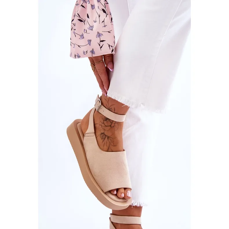 Sandales Confortables Pour Femmes Sur La Plateforme Beige Rubis brun