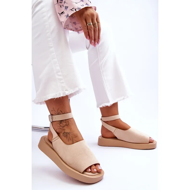 Sandales Confortables Pour Femmes Sur La Plateforme Beige Rubis brun