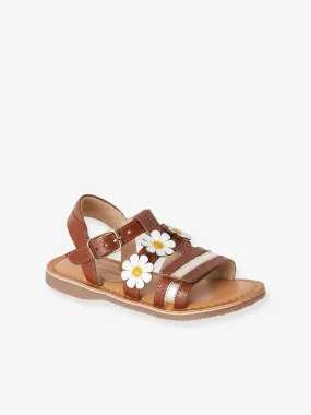 Sandales cuir fille collection maternelle camel - Vertbaudet