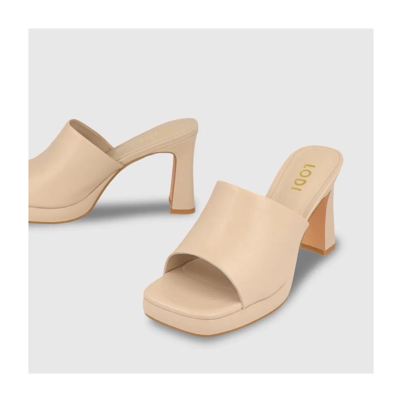 Sandales femme en cuir lisse de couleur beige | LODI Chaussures pour femme en ligne.