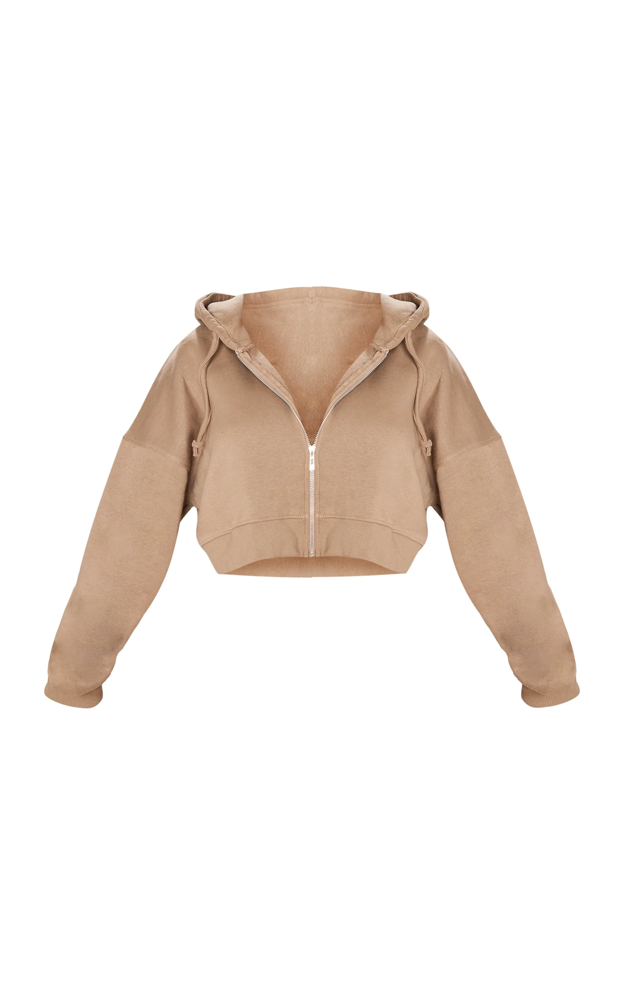 Shape Hoodie court café au lait à zip et manches longues