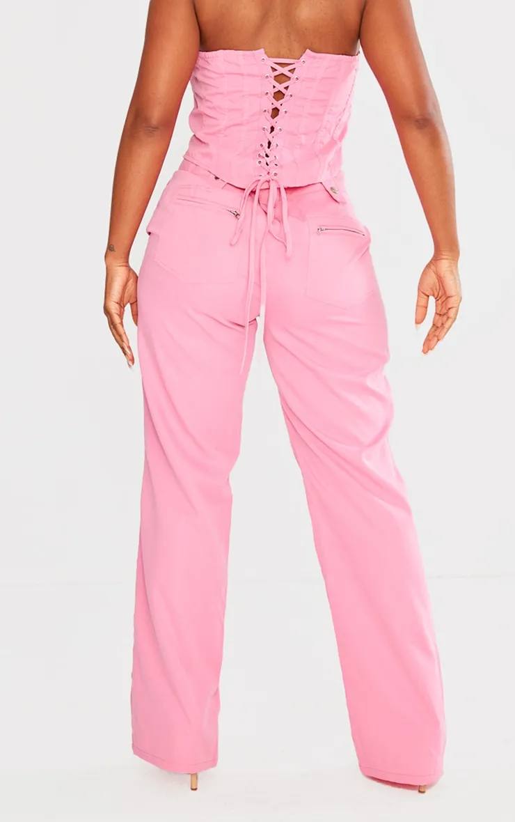 Shape Pantalon taille basse rose vif tissé