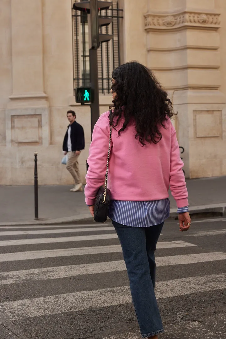 Sweat-shirt Harlow Wish me luck rose et rouge