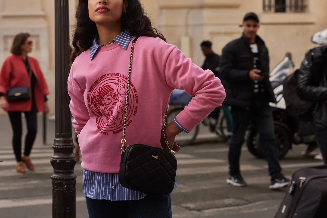 Sweat-shirt Harlow Wish me luck rose et rouge