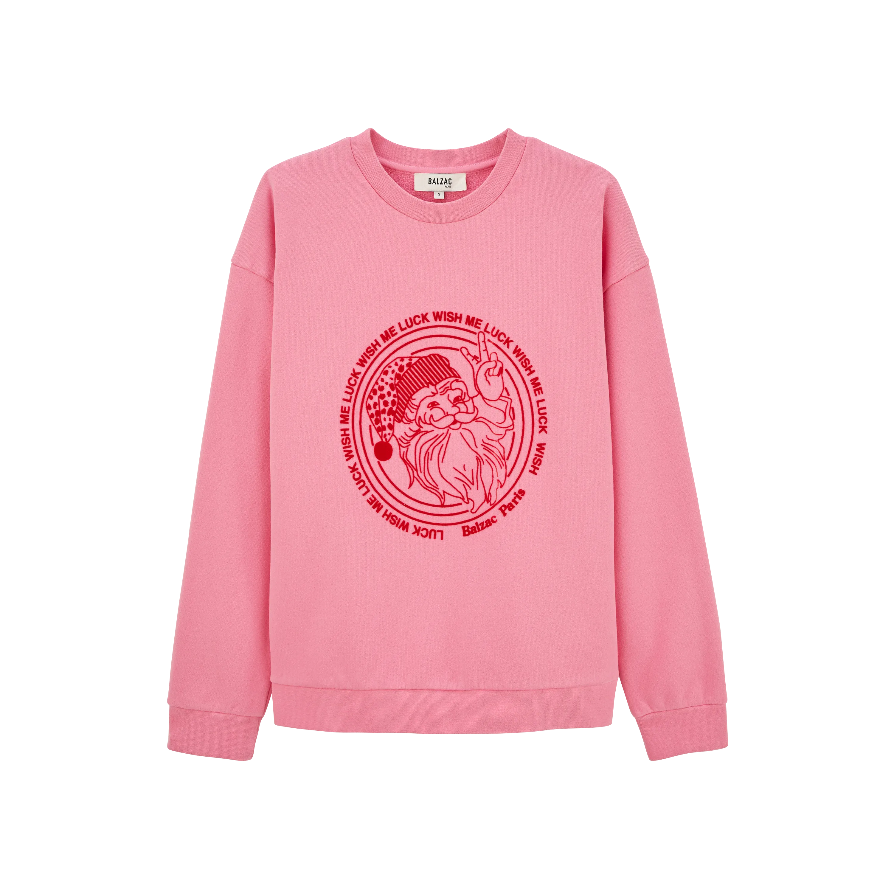 Sweat-shirt Harlow Wish me luck rose et rouge