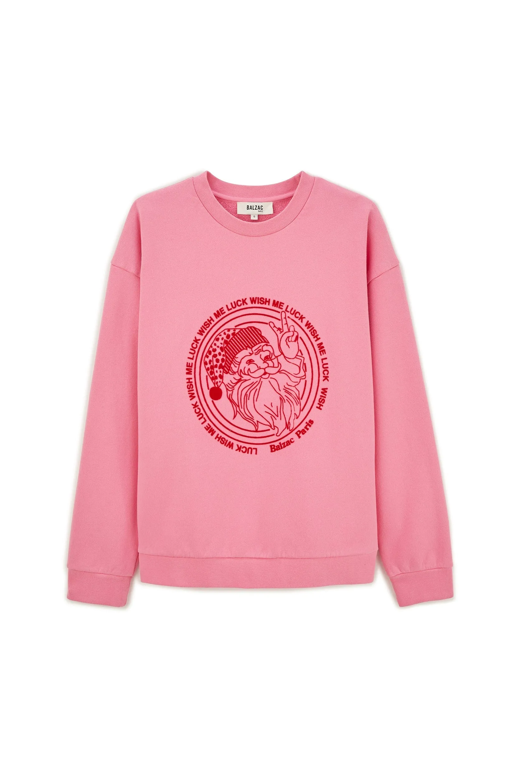 Sweat-shirt Harlow Wish me luck rose et rouge