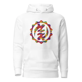 Sweat à capuche - Unisexe - Cercle Adinkra Imprimé kente rouge D023 (Hoodie Noir ou Blanc)