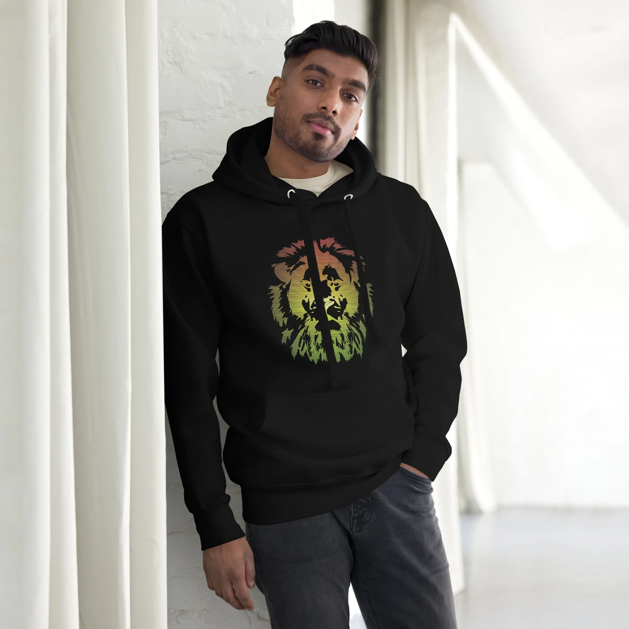 Sweat à capuche - Unisexe - Tête de Lion aux couleurs panafricaines D021 (Hoodie en plusieurs couleurs)