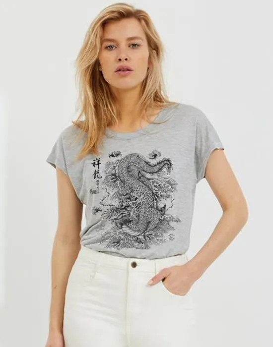 T-Shirt Col Bateau Chinese Dragon