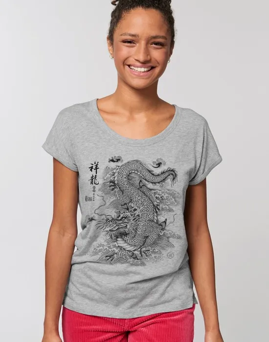 T-Shirt Col Bateau Chinese Dragon