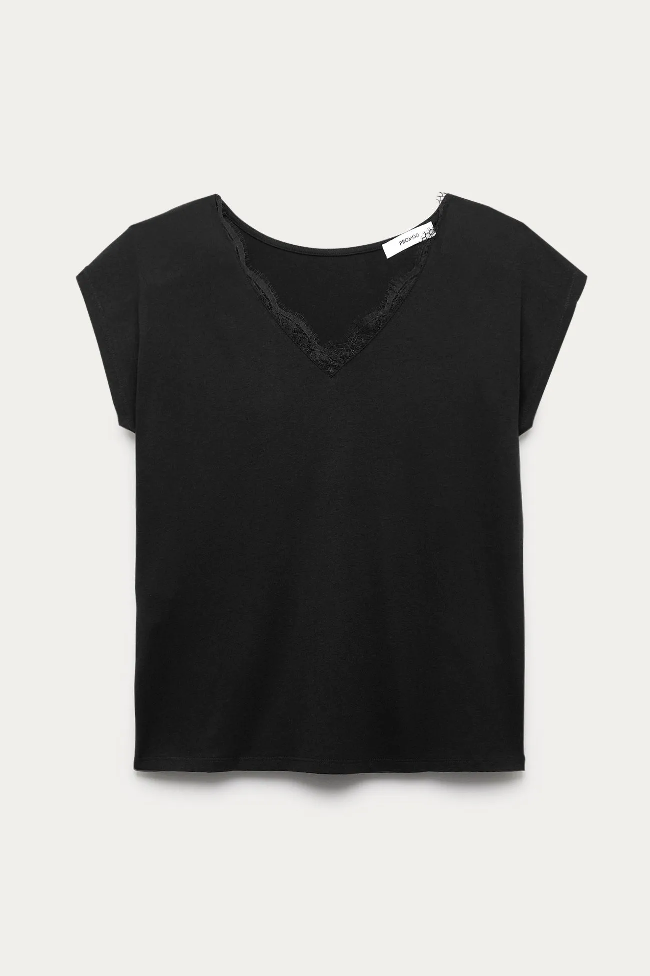 T-shirt détail dentelle Femme - Noir