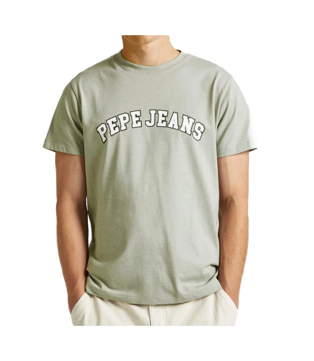 T-shirt Gris/Vert Homme Pepe jeans Clement