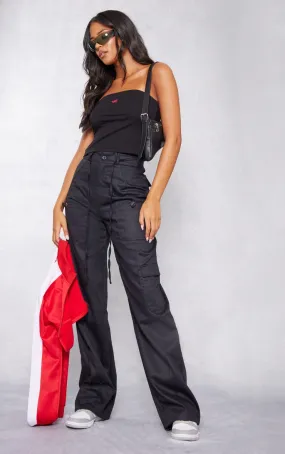 Tall Pantalon cargo noir noué devant