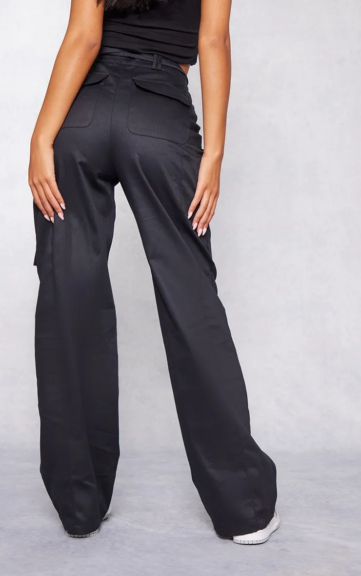 Tall Pantalon cargo noir noué devant