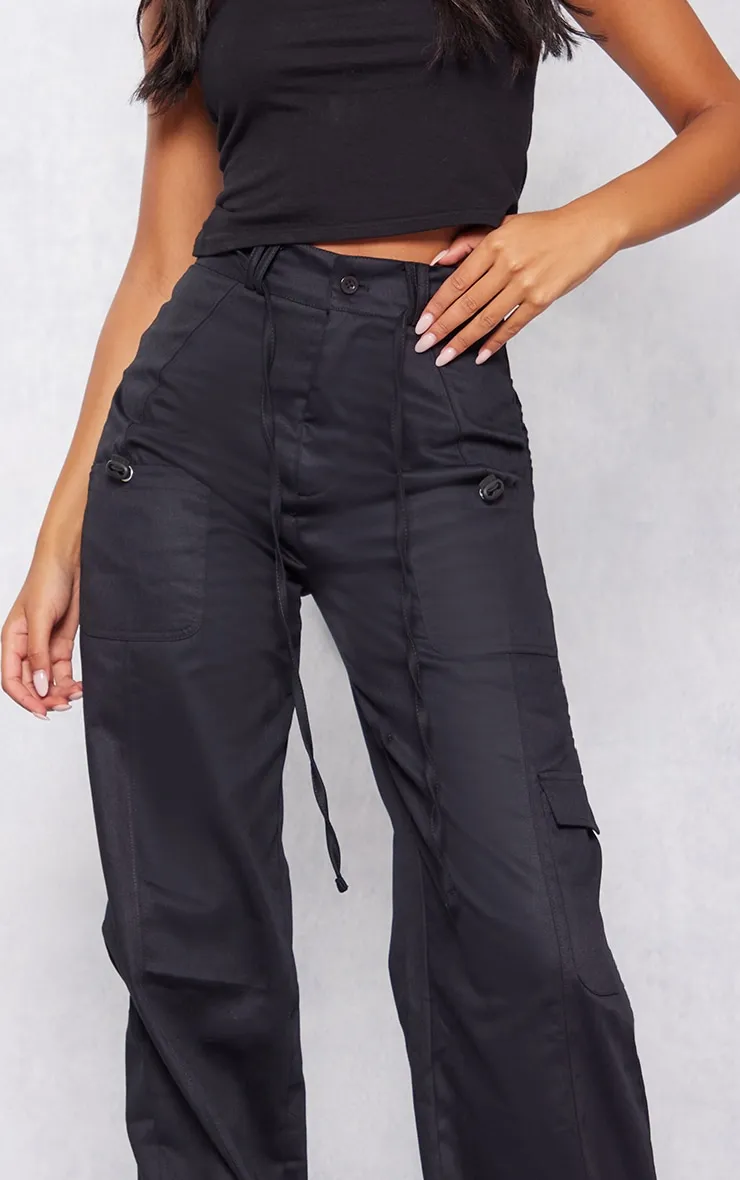 Tall Pantalon cargo noir noué devant