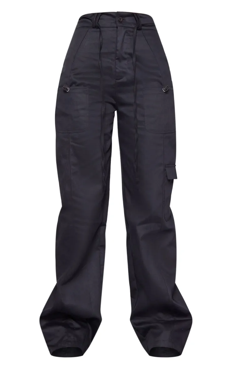 Tall Pantalon cargo noir noué devant