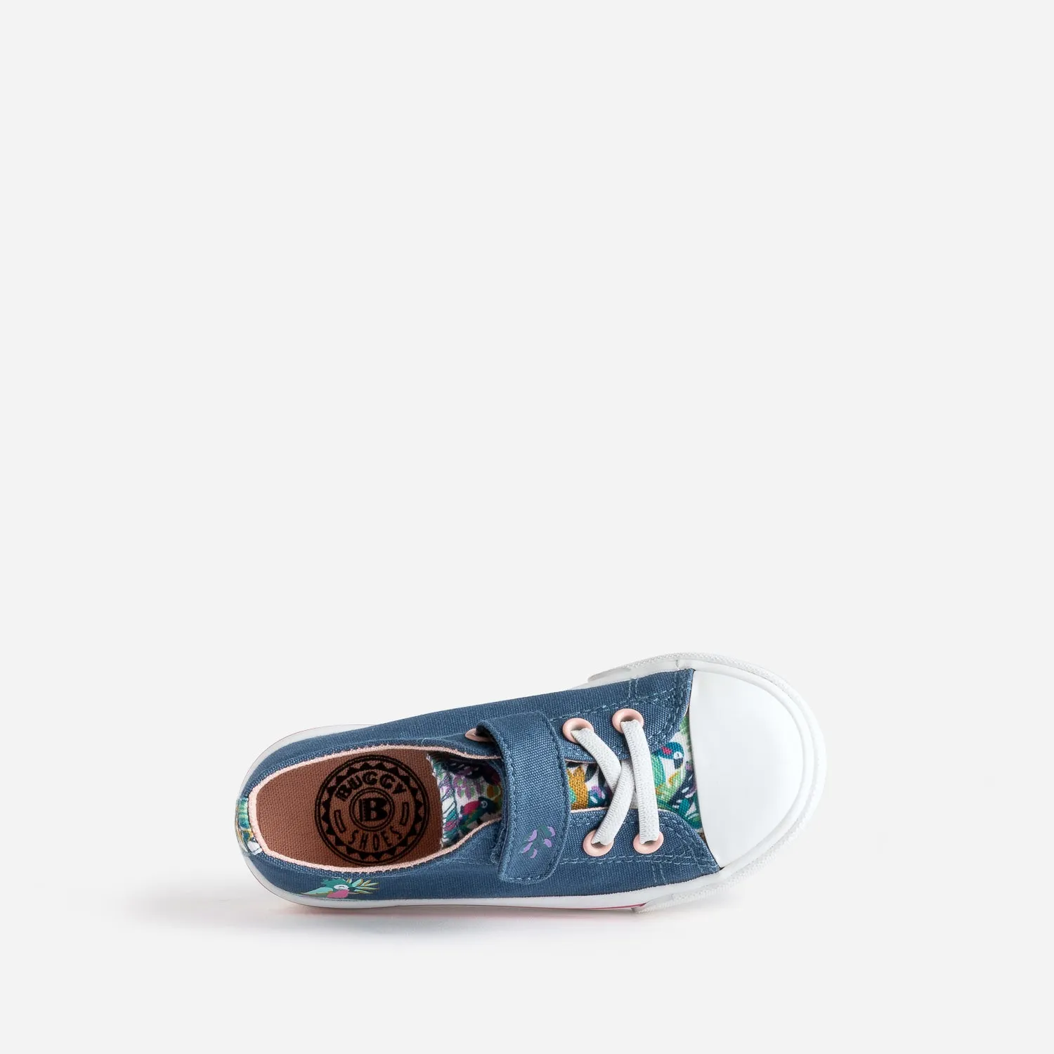 Tennis BUGGY bleue toile motif perroquets - Baskets Enfant | ERAM