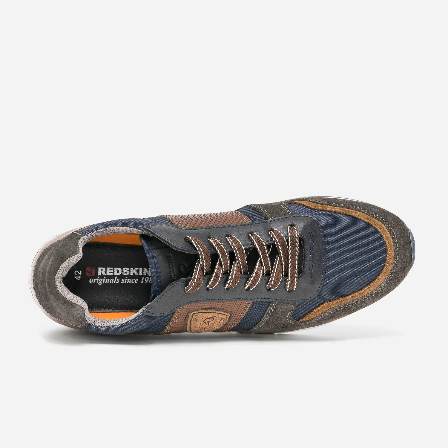 Tennis REDSKINS bleu marine, gris, marron mix matières - Baskets / Tennis Homme | ERAM