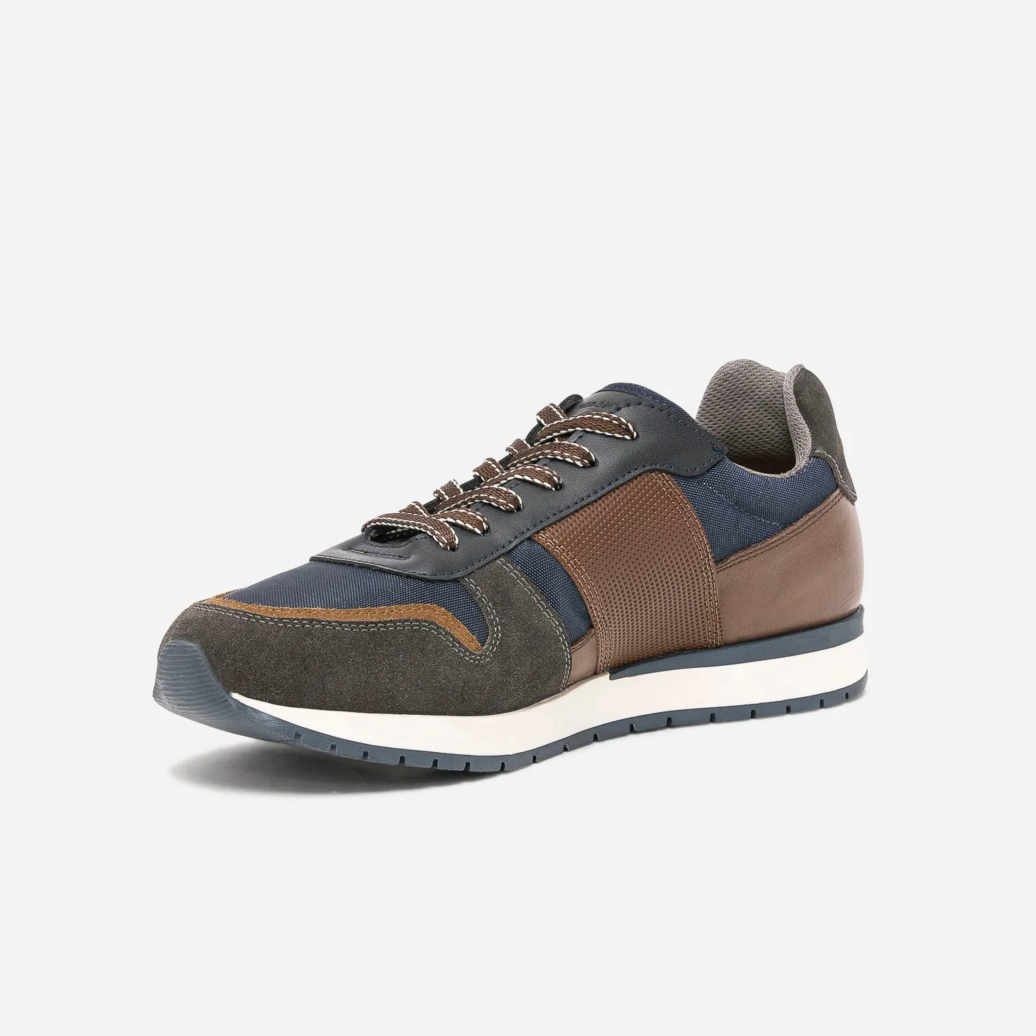 Tennis REDSKINS bleu marine, gris, marron mix matières - Baskets / Tennis Homme | ERAM